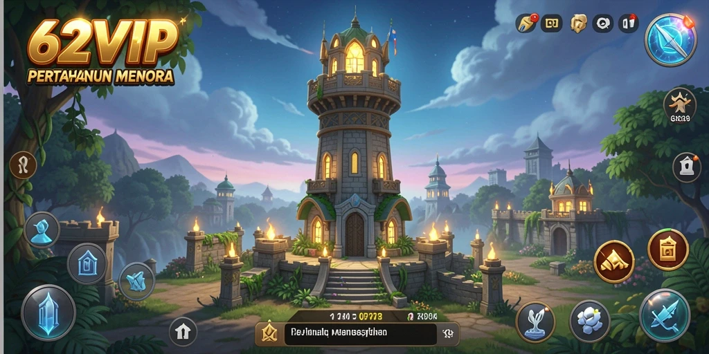 Screenshot gameplay 62VIP yang menunjukkan aksi menara pertahanan.