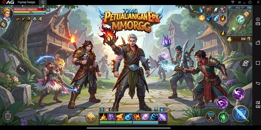 Gameplay seru dalam dunia fantasi MMORPG yang luas.