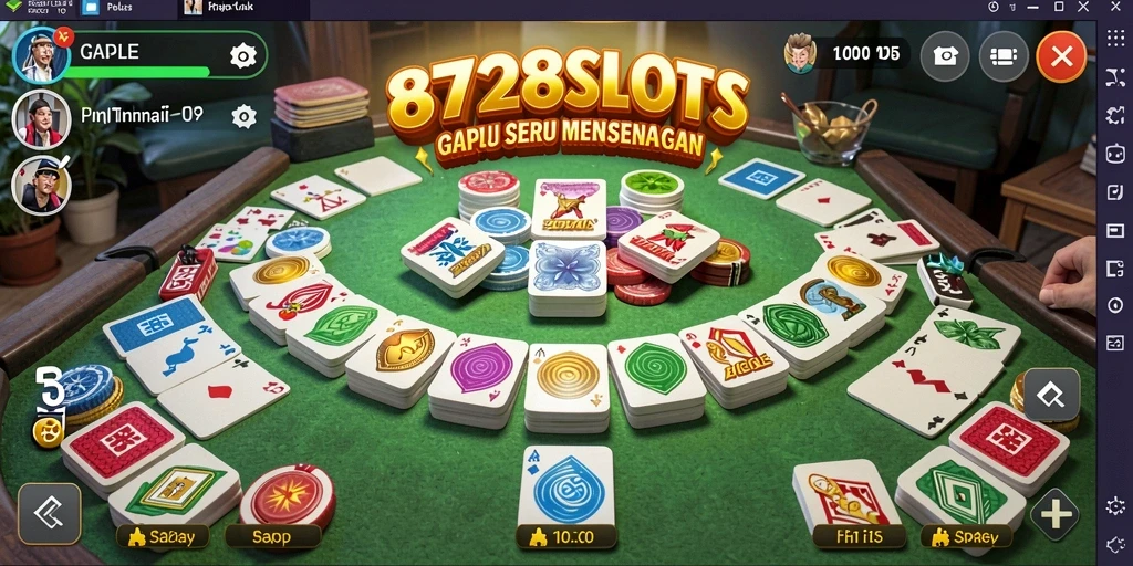 Screenshot utama 8728SLOTS menampilkan gameplay Gaple yang seru.