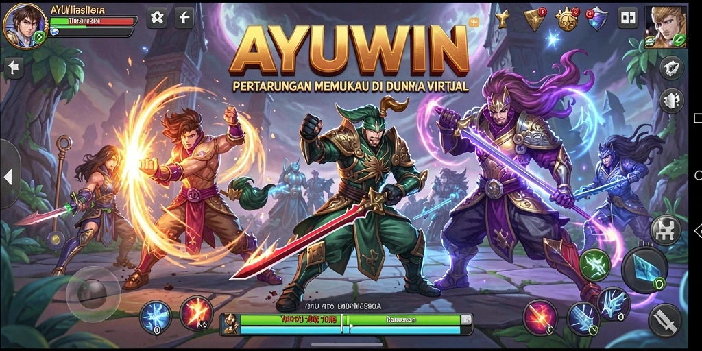Screenshot gameplay AYUWIN dengan pertarungan yang intens dan grafis memukau.