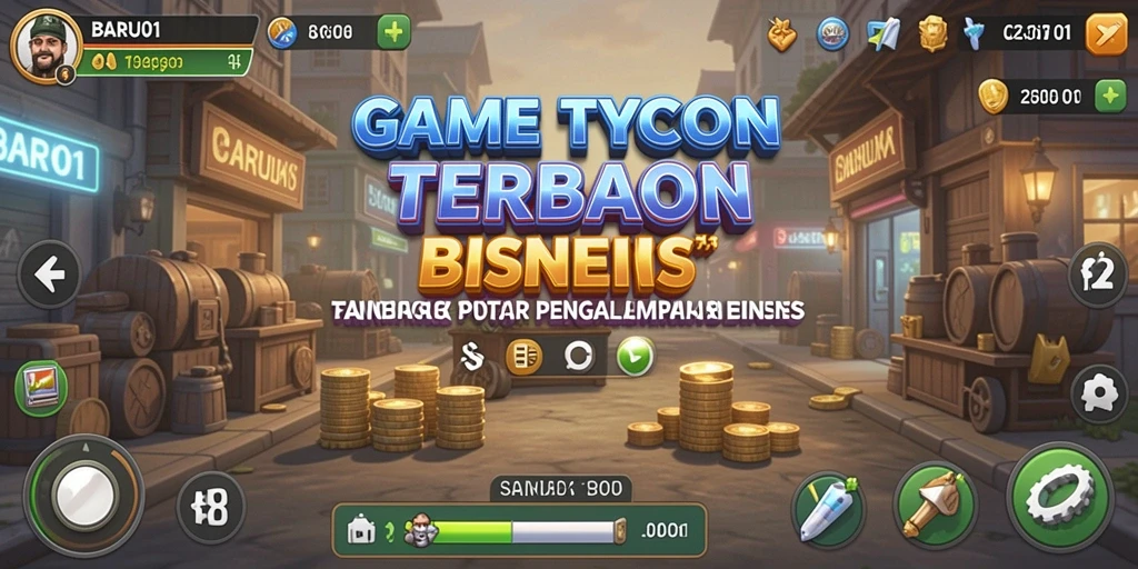 Tampilan gameplay seru dari BARU01 yang menampilkan simulasi bisnis.