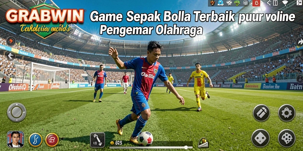 Tampilan gameplay GRABWIN dengan aksi sepak bola yang menarik.