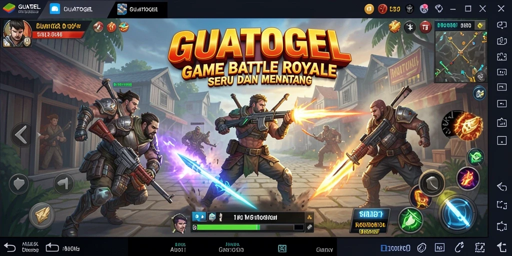 Screenshot pertarungan seru di GUATOGEL dengan aksi Battle Royale.