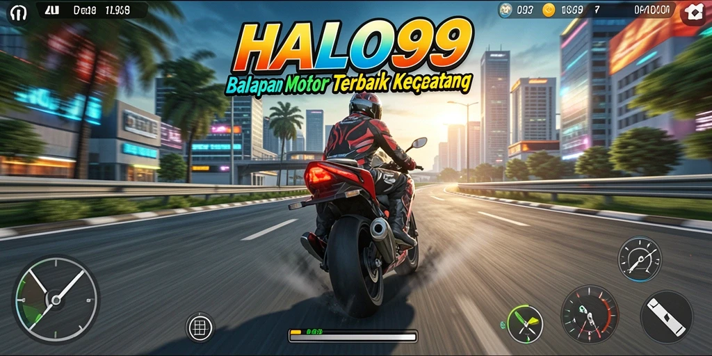 Gameplay HALO99 yang mendebarkan dengan balapan motor yang cepat dan seru.