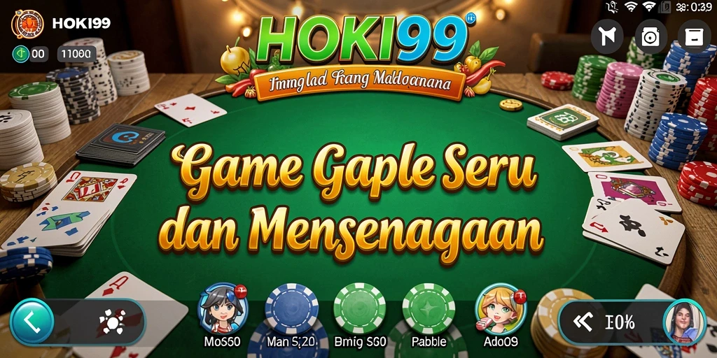 Tampilan gameplay seru HOKI99 saat bermain Gaple.