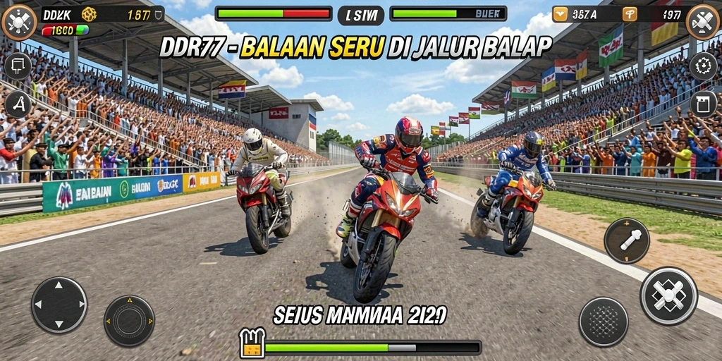 Screenshot IDR77 menampilkan aksi balapan yang mendengungkan adrenalin.