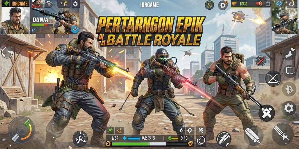 Gameplay seru IDRGAME di medan pertempuran Battle Royale.