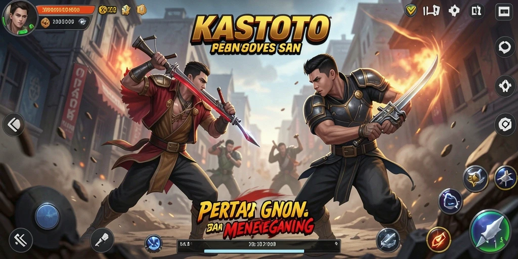 Tangkapan layar KASTOTO menampilkan aksi pertarungan mendebarkan.
