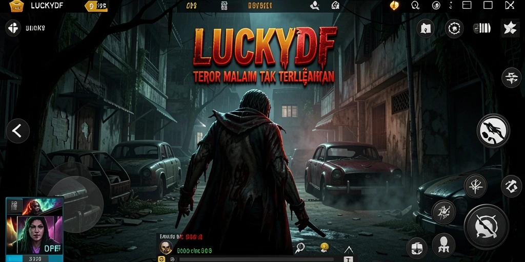 Screenshot LUCKYDF menunjukkan momen mencekam saat menjelajahi lokasi berhantu.