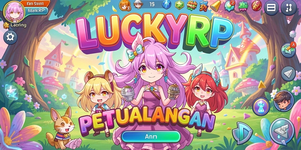 Tampilan gameplay <strong>LUCKYRP</strong> yang penuh warna dan seru.