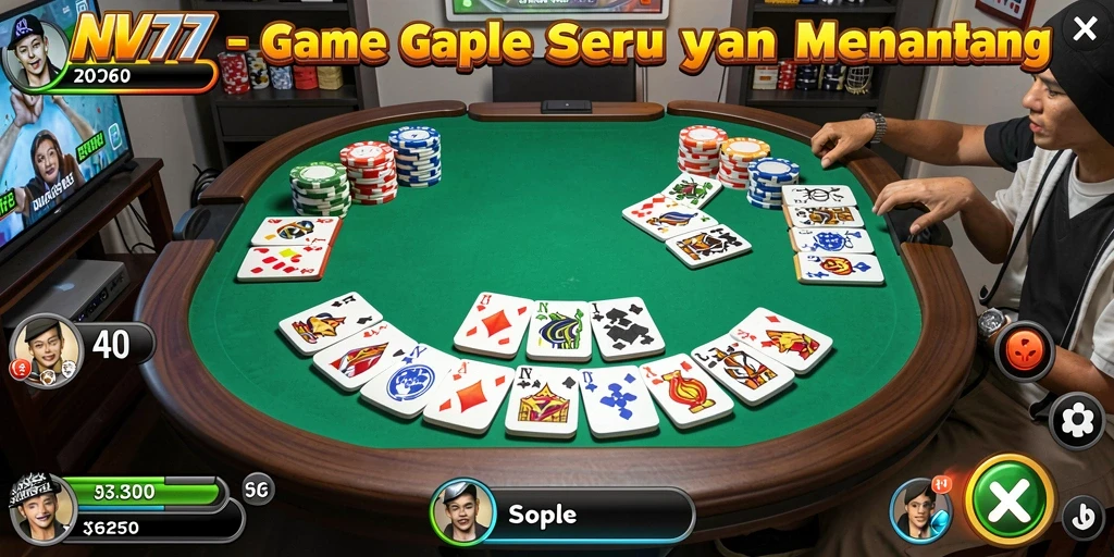 Tampilan seru gameplay Gaple di NV77.