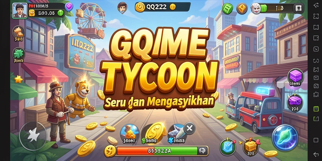 Tampilan gameplay QQ222 yang menampilkan manajemen bisnis yang dinamis.