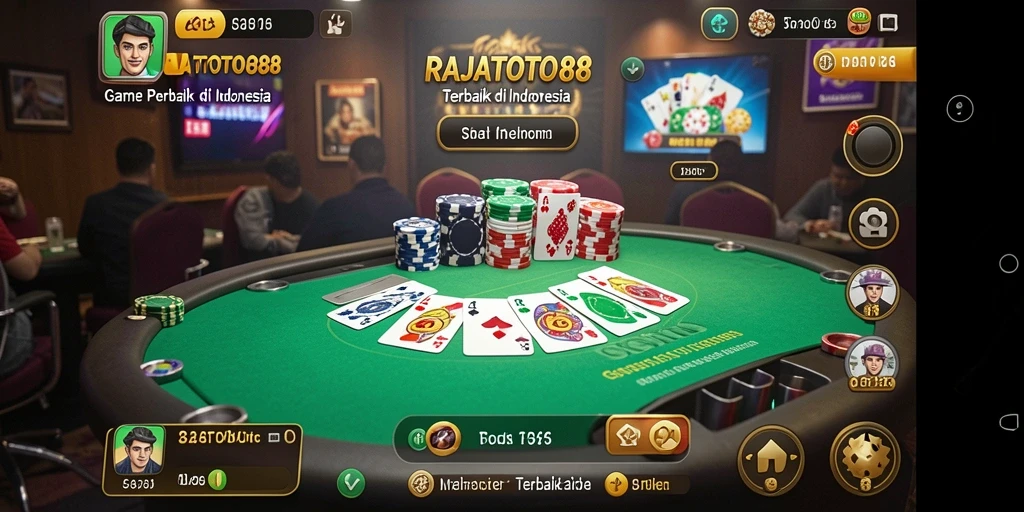 Tampilan gameplay menarik di RAJATOTO88 saat bermain poker.
