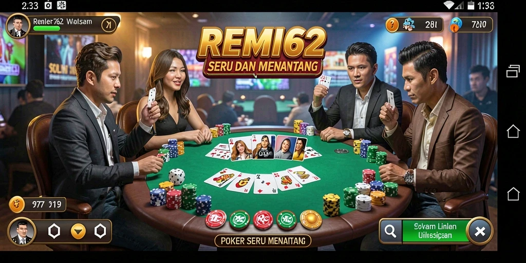 Gameplay seru poker di REMI62 dengan tampilan menarik.