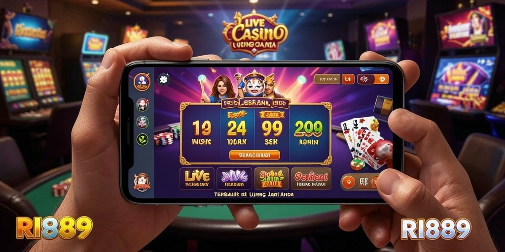 Screenshot menunjukkan gameplay Live Casino yang mendebarkan di RI889.