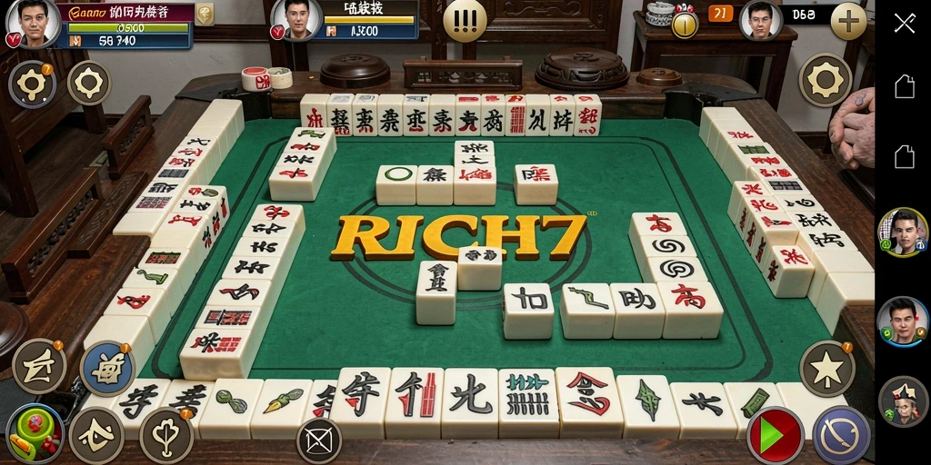 Gameplay RICH7 menampilkan momen menegangkan saat menyelesaikan teka-teki Mahjong.