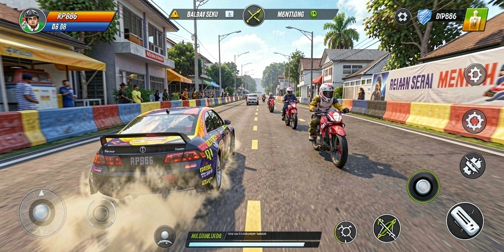 Gameplay seru balapan mobil di jalanan urban.