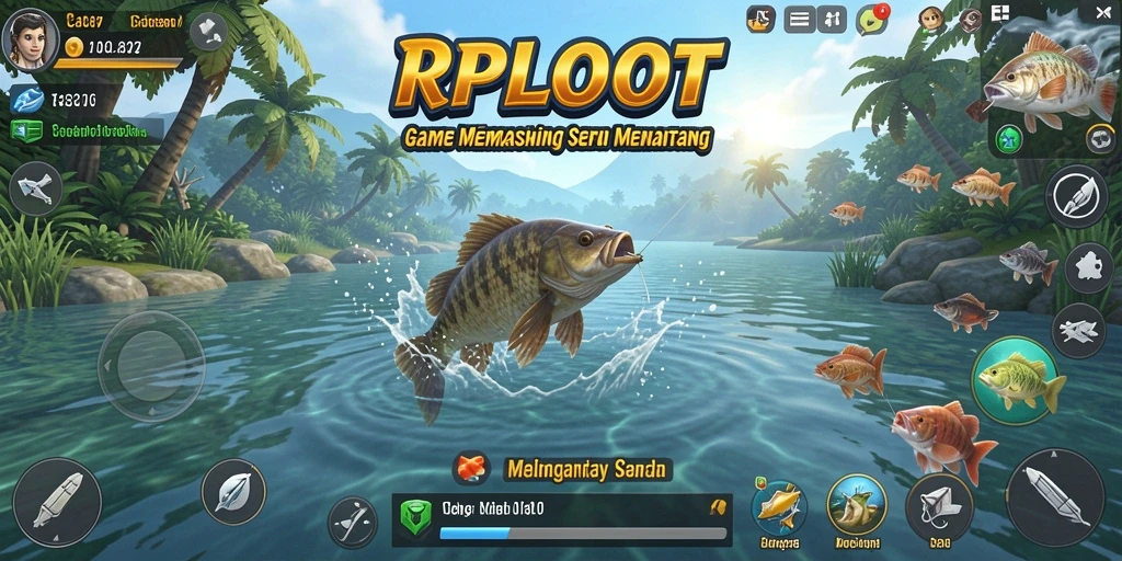 Screenshot gameplay menunjukkan aksi memancing yang seru dan menarik.