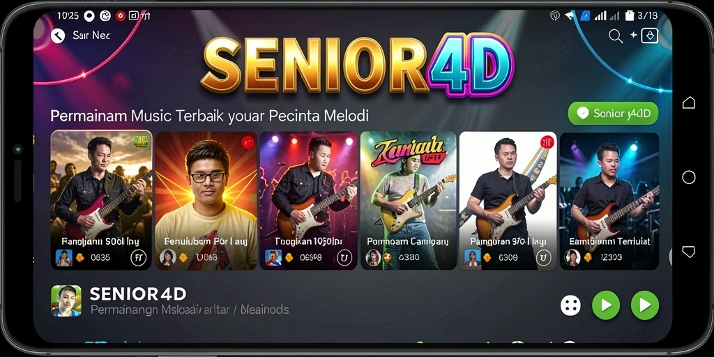 Screenshot gameplay SENIOR4D menampilkan pengalaman musik yang seru.