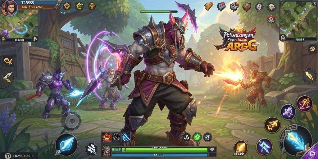 Screenshot TAR555 menampilkan aksi bertarung seru di dunia fantasi.