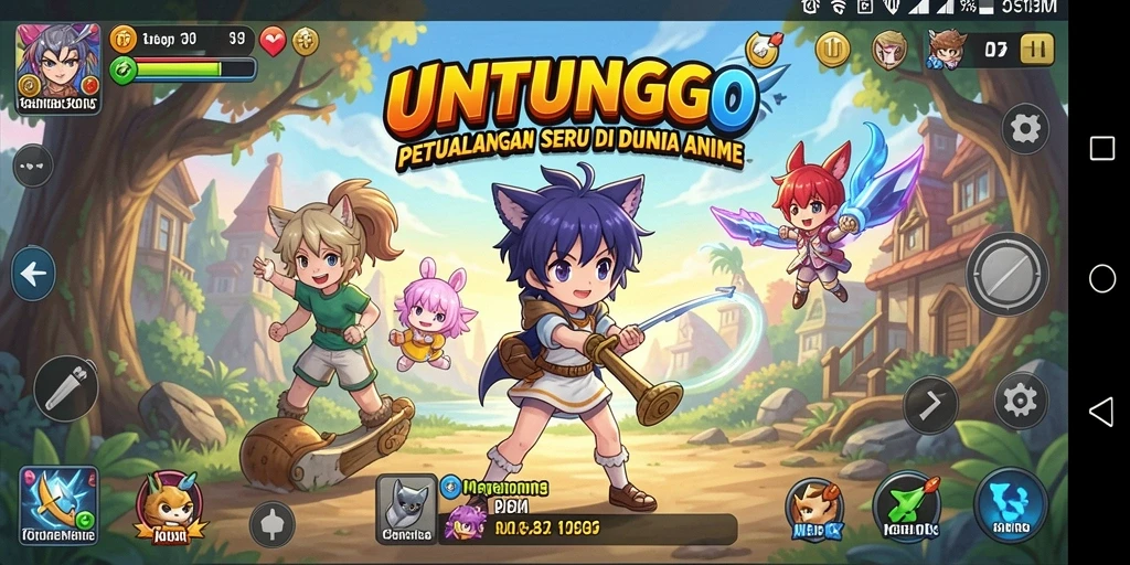 Gameplay UNTUNGGO yang penuh aksi dan karakter anime yang menarik.