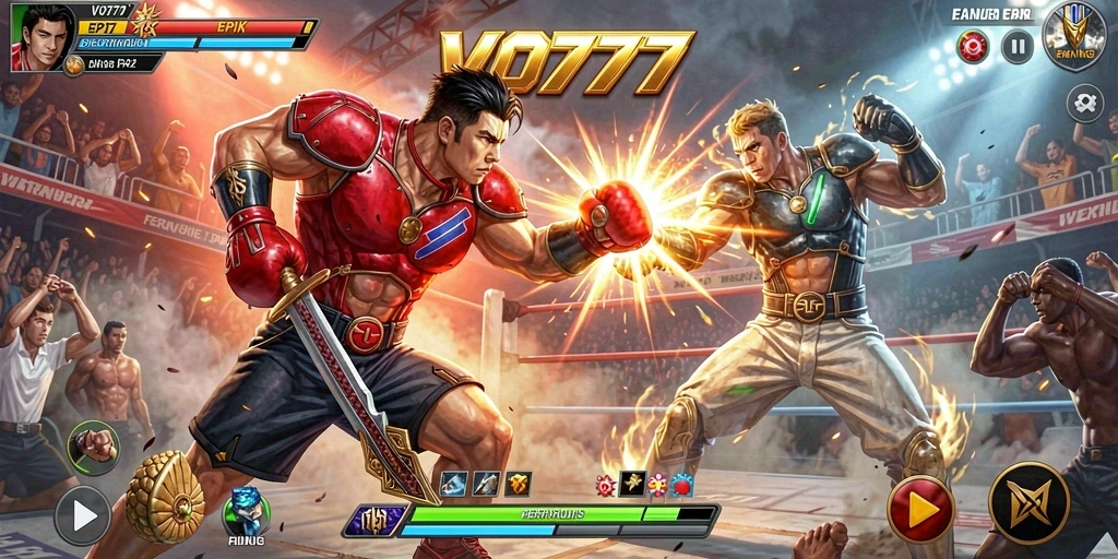 Screenshot gameplay VO777 menampilkan pertarungan menegangkan dari berbagai sudut.