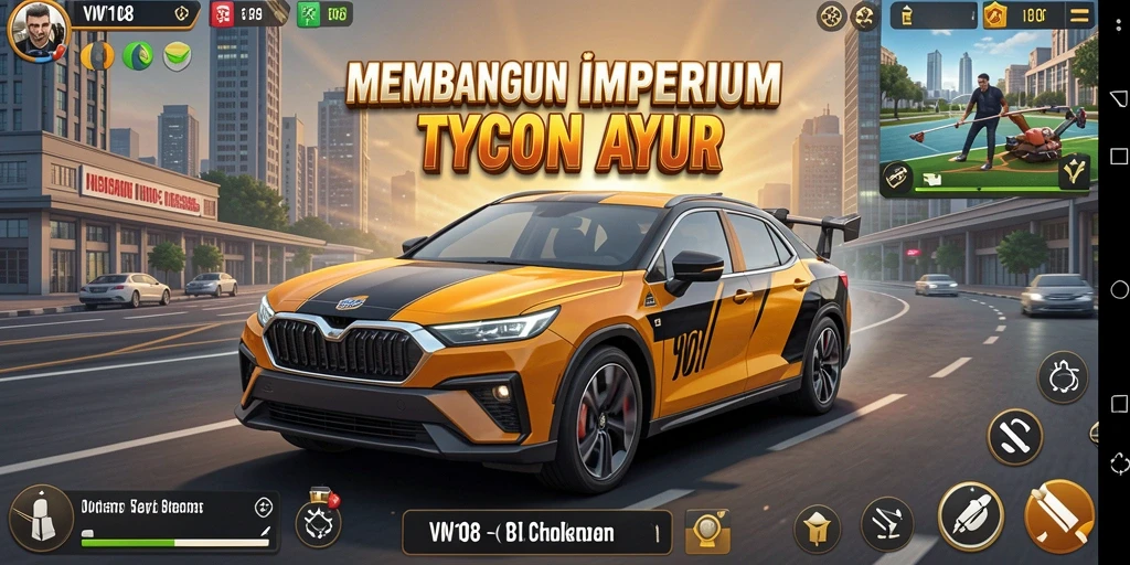 Screenshot VW108 menunjukkan strategi bisnis yang dinamis dan interaktif.