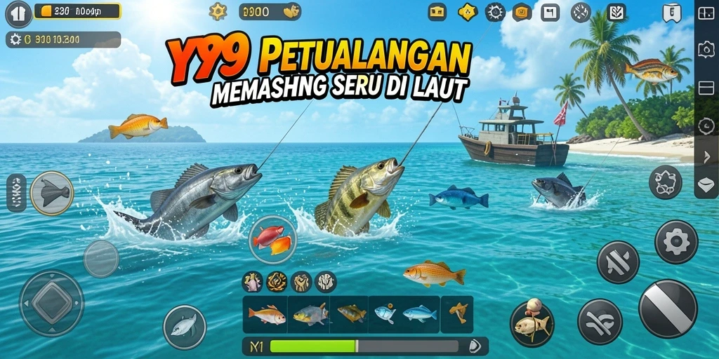 Screenshot gameplay Y89 menunjukkan aksi memancing yang seru dan grafik menawan.
