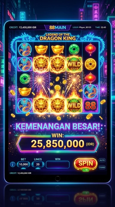 Tampilan antarmuka pengguna 88main yang modern.